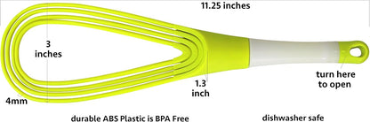 Iconikal 12-Inch Collapsible 2-In-1 Balloon/Flat Whisk, Green