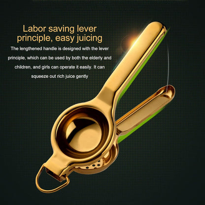 Stainless Steel Lemon Squeezer, Manual Citrus Juicer with Long Ergonomic Handle, Gold Finish – Juice Press for Lemons, Limes, Oranges