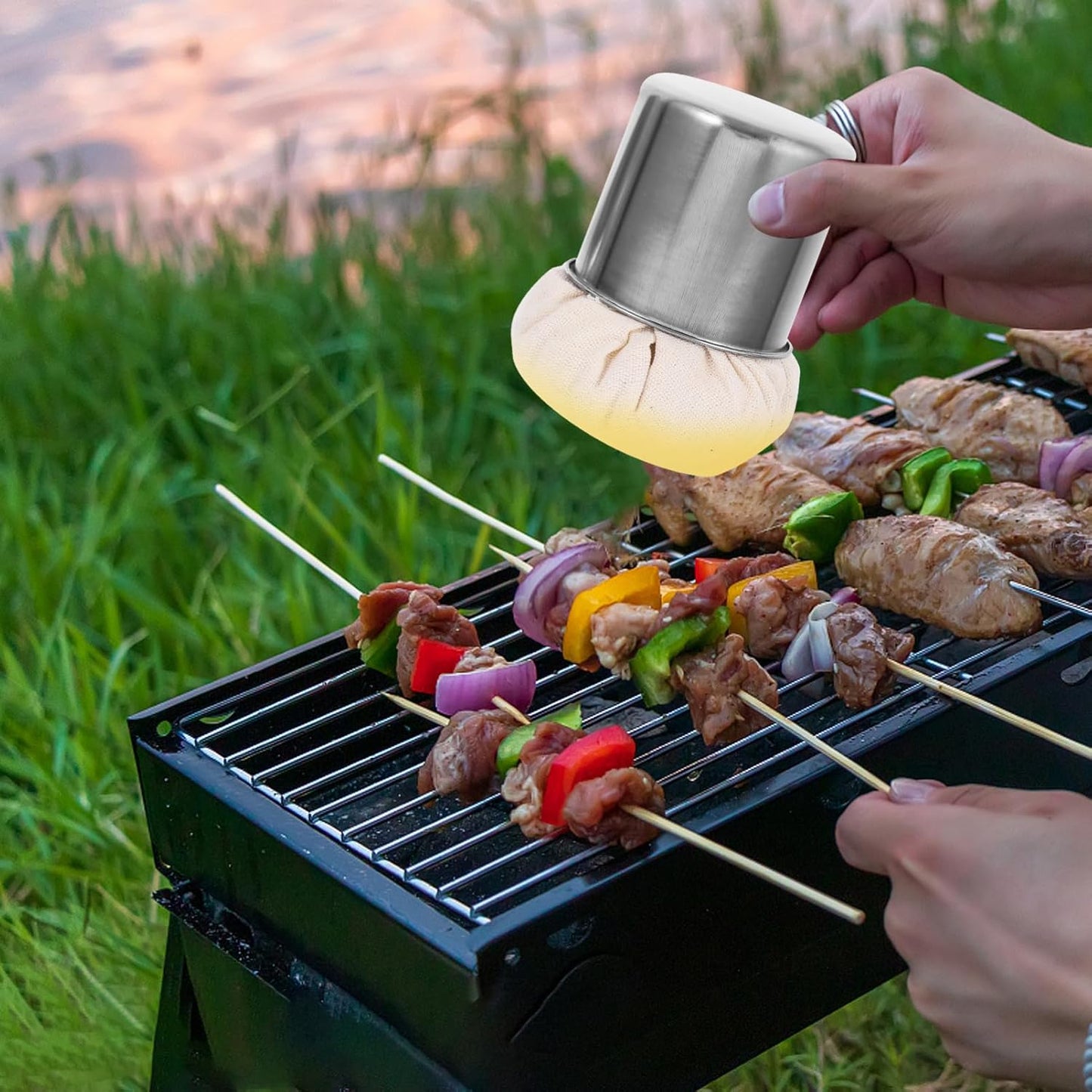 DOITOOL Pancake Grease Brush, Oil Brush for Cooking, BBQ Grill Oil Applicator Cooking Accessory Mop Tools Wiper (with Tray) Crepe Spreader Basting Sauce Pancakes Tools