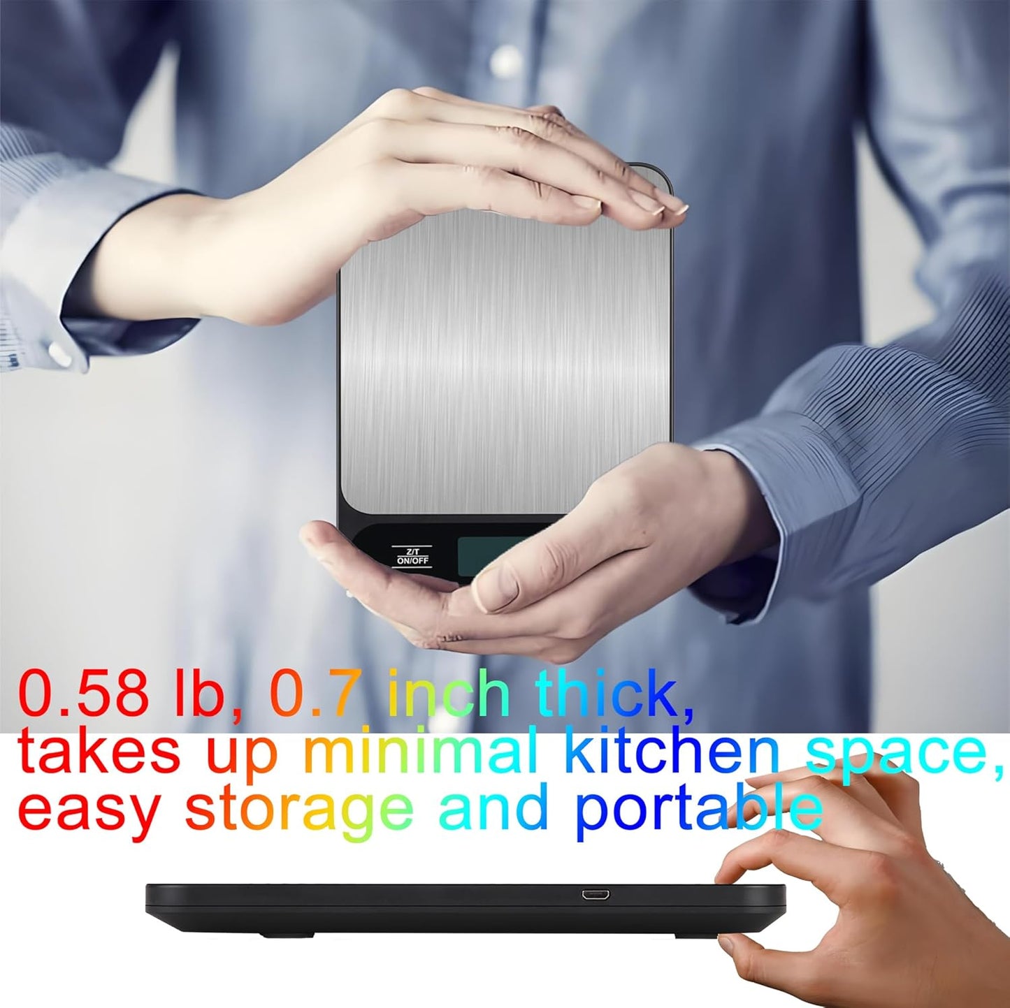 33lb/15kg USB Rechargeable Digital Kitchen Scale, Food Scale, LCD Display, High Capacity Weight Grams and Ounces for Baking Cooking and Meal Prep, 6 Units with Tare Function