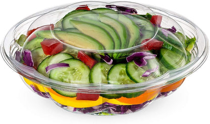 GUSTO [18 oz. - 50 Count Clear Plastic Salad Bowls with Lids, Disposable Salad Containers - Perfect for Takeout, Salads, and Meal Prep (Formerly Comfy Package)