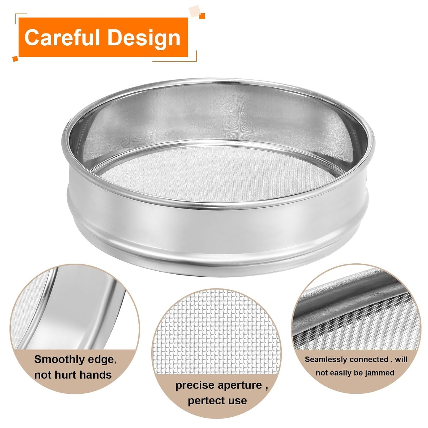 PATIKIL 10 Mesh Lab Sieve, 8" Diameter Test Sieve 304 Stainless Steel Wire Cloth (2mm) for Industrial Laboratory