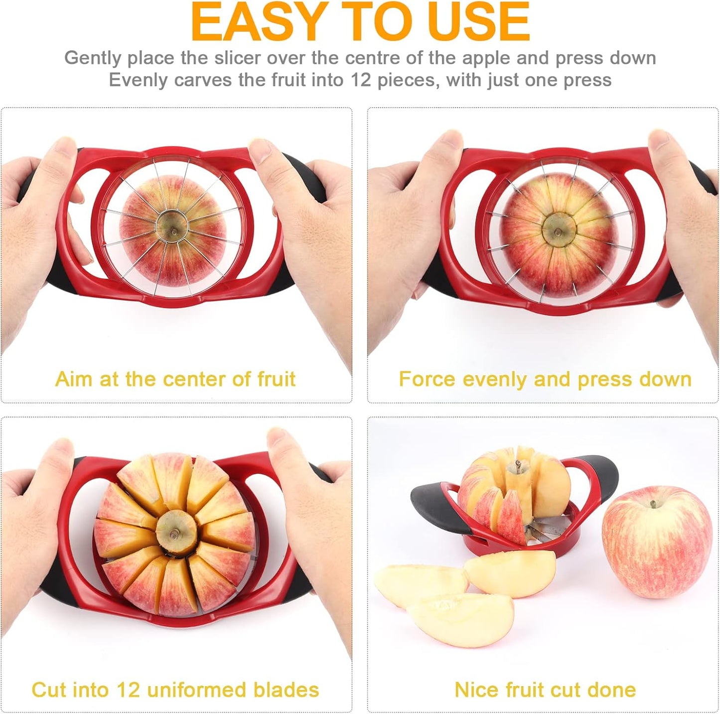 Upgraded Apple Slicer, Corer and Divider, 4.72 Inch 8 Super Sharp Stainless Steel Blades, 1 Super Sharp Peeler, 2 Fruit Forks and 1 Orange Citrus Peeler Tool, Green