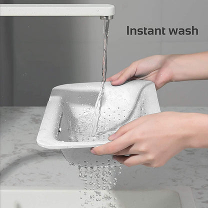 Extendable Strainer Basket Over the Sink Colander Vegetables Noodle Pasta Food Drain Basket Space Saver Portable Drainer (Grey)