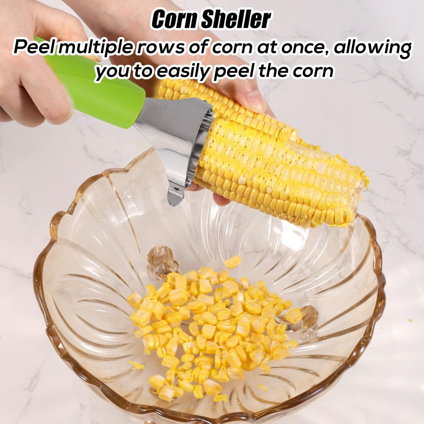 Stainless Steel Corn Thresher Tool & Fruit Peeler, Durable Corn on the Cob Stripper Stripping Husker Separator Scraper Grip Vegetable Peeling Remover Slicer Cutter Knife for Kitchen Gadget Set