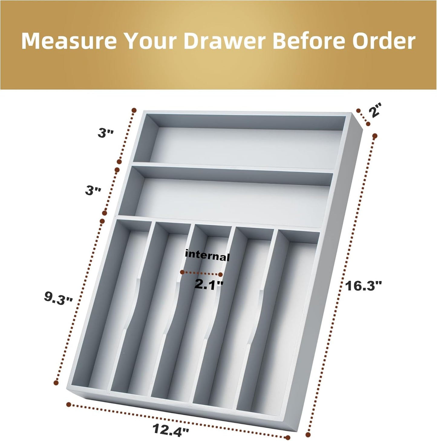 Besilord Silverware Organizer Kitchen Drawer Organizer Utensil Organizer Bamboo Silverware Holder Cutlery Organizer in Drawer Flatware Organizer Tray(5 slots, Natural