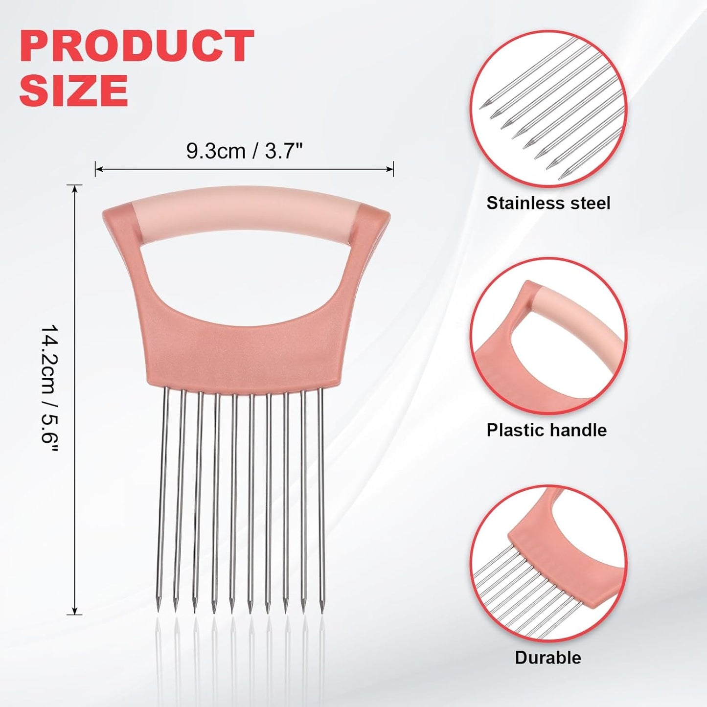 uxcell 4 Pcs Onion Slicer Holder, Stainless Steel Vegetable Cutting Holder Food Cutter Tool for Slicing Storing Onions Tomatoes Potatoes Avocados Apples, Black Red/Black Grey