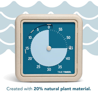 Time Timer® Retro 8 inch Eco Edition Visual Timer - 60 Minute Desk Countdown Clock Made with at Least 20% Natural Plant Material- Green Land