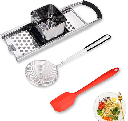 Premium Grade Stainless Steel Spaetzle Maker Widen Plastic Handle with Skimmer Spider Strainer Homemade Egg Noodle Dumpling Perfect Sized for pots and Pans Making Tool