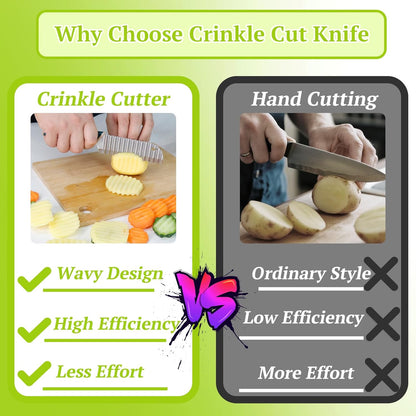 Suuker Crinkle Cut Knife, Crinkle Cutter for Veggies, Potato Slicer Wave Chopper, Stainless Steel Wave Fries Cutter With Ergonomic Handle for French Fry, Cucumber, Carrot and Fruit