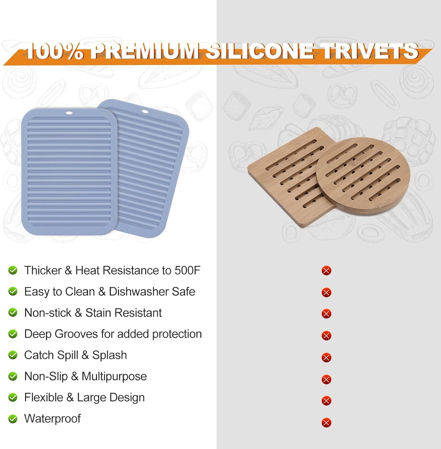 Joyhalo 4 Pack Silicone Trivets for Hot Pots and Pans,480℉ Heat Resistant Trivets for Hot Dishes,Hot Pads for Countertop,Kitchen Potholders,Black