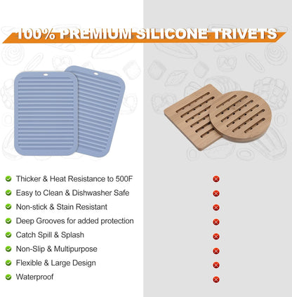Joyhalo 4 Pack Silicone Trivets for Hot Pots and Pans,480℉ Heat Resistant Trivets for Hot Dishes,Hot Pads for Countertop,Kitchen Potholders,Black