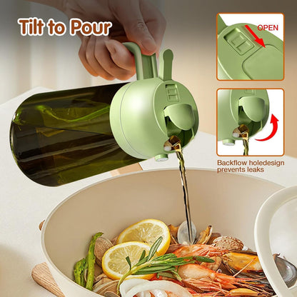 16oz/470ml Glass Olive Oil Sprayer for Cooking - 2 in 1 Olive Oil Dispenser for Kitchen Gadgets, Air Fryer, Salad, and BBQ (black)