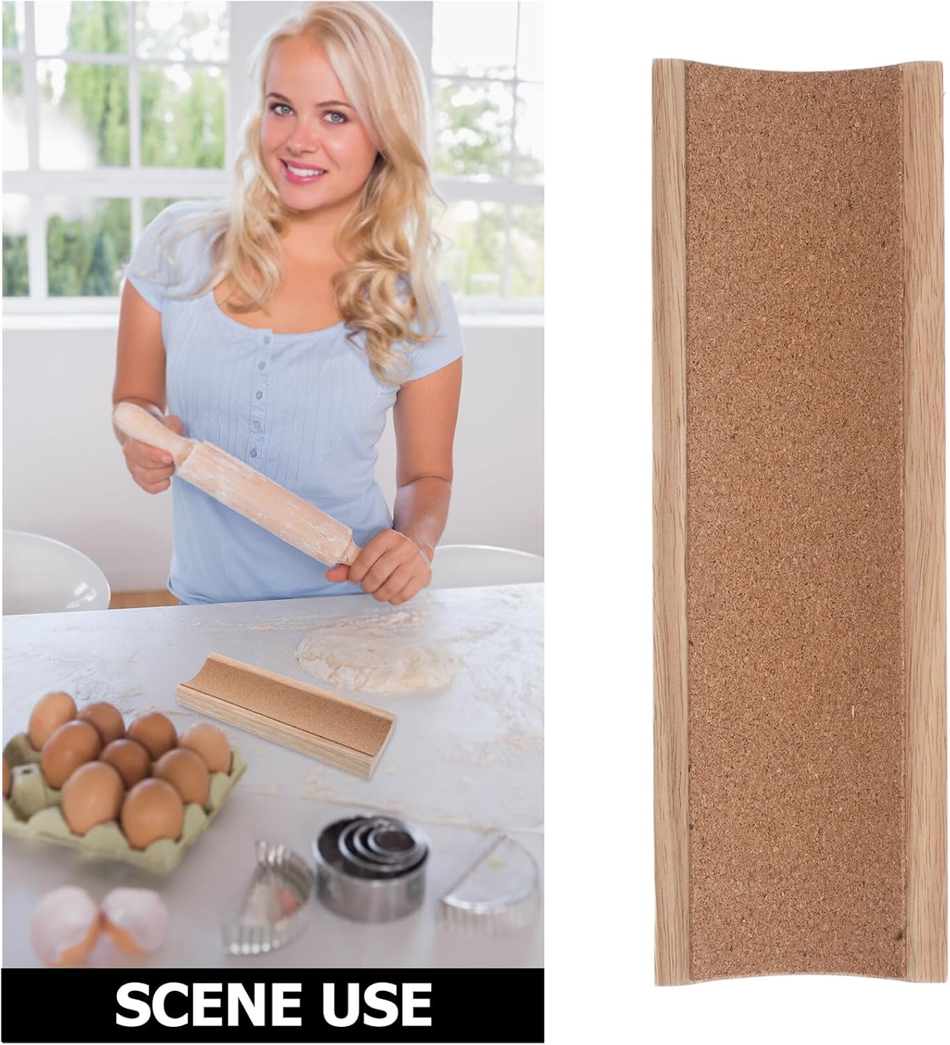 Garneck Wood Rolling Pin Holder Compact Storage Organizer for Pastry Dough Fondant Bakers Space-saving Kitchen Base Stand Compatible with Various Roller
