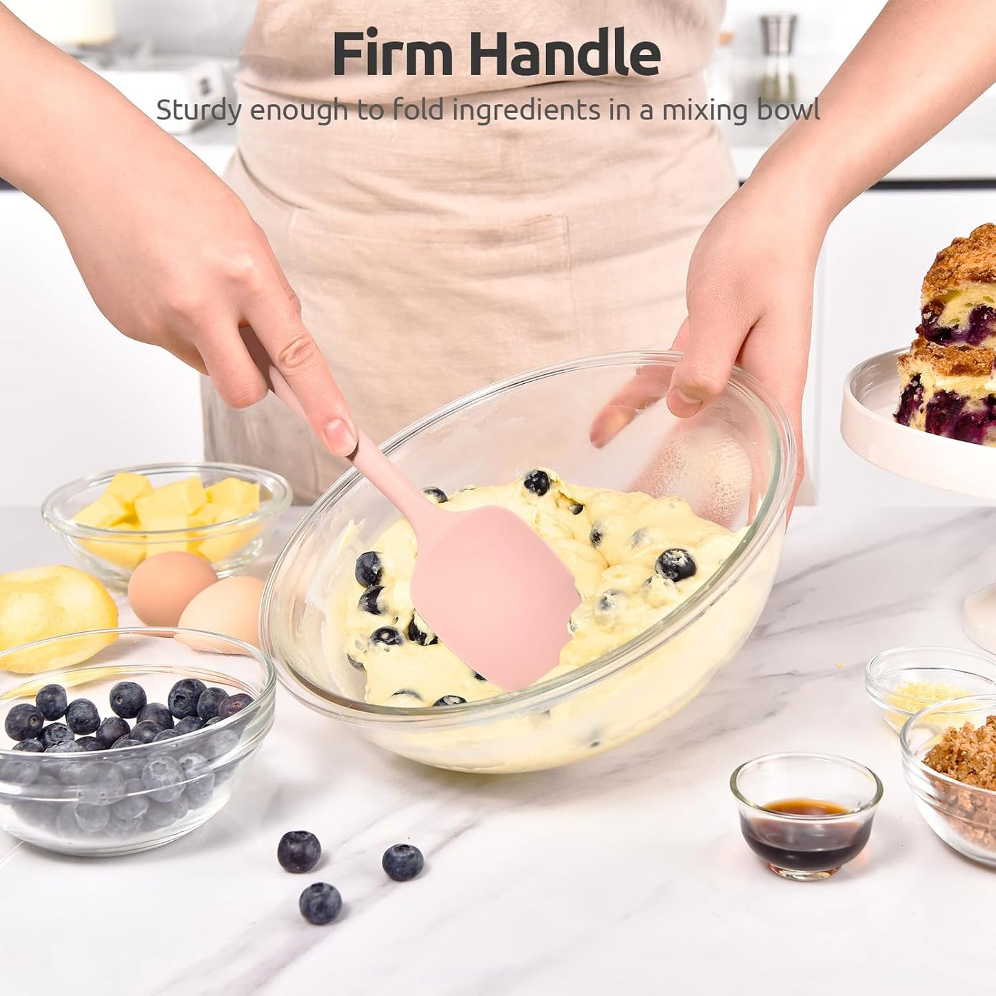 Heat Resistant Silicone Large Spatula: U-Taste 600ºF High Heat Flexible 11.38in Silicon Mixing Stirring Cooking Scraping Baking Bowl Scraper Seamless Spreader for Kitchen Nonstick Cookware (Aqua Sky)