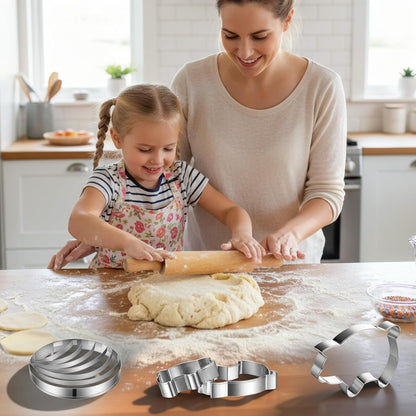 Concha Cutter Set, Stainless Steel Mexican Bread Mold Set, Concha Cutter 5 Pcs Pig Cookie Cutters and Dough Scraper, Kitchen Baking Tools for Bread Cookie Cake Biscuit