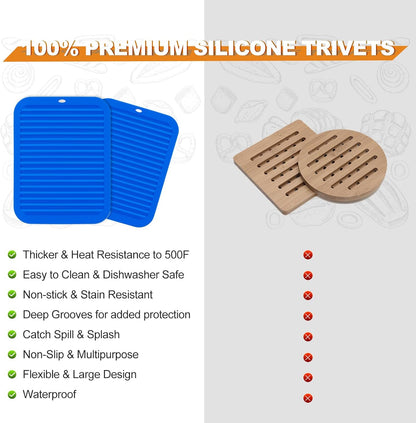 Joyhalo 4 Pack Silicone Trivets for Hot Pots and Pans,480℉ Heat Resistant Trivets for Hot Dishes,Hot Pads for Countertop,Kitchen Potholders,Black