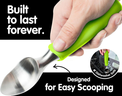 SUMO Stainless Steel Ice Cream Scoop With Ergonomic Handle - Sturdy, Dishwasher-Safe Scooper For Effortless Scooping and Serving Of Frozen Desserts, Comfortable Grip - Blue