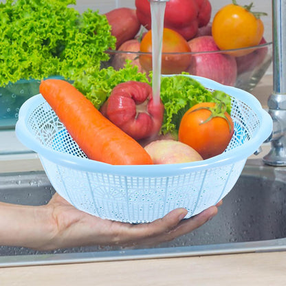 Amosfun 4-Pack 9" Plastic Rice Colander Set – Multipurpose Wash & Drain Bowl for Rice, Pasta, Produce – Space-Saving Kitchen Tool for Small Counters, RV & Dorm