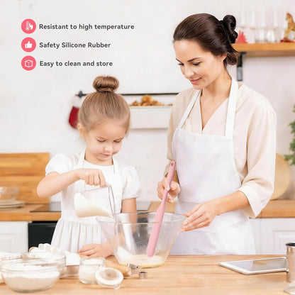 Silicone Jar Spatula Set of 3, Long Handle Skinny Spatula and Spurtle for Sourdough Starter, Flexible Jar Scraper for Peanut Butter, Jam, Icing, Cream with No Batter Left Behind (3)