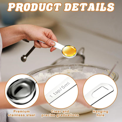 3 PCS Teaspoon Measuring Spoons, 5 ML Teaspoons Measuring Spoon, Stainless Steel 1 Teaspoon Scoop, 1/3 Tablespoon, Short Handle Measuring Teaspoons for Precise Cooking, Baking and Spices Measurement