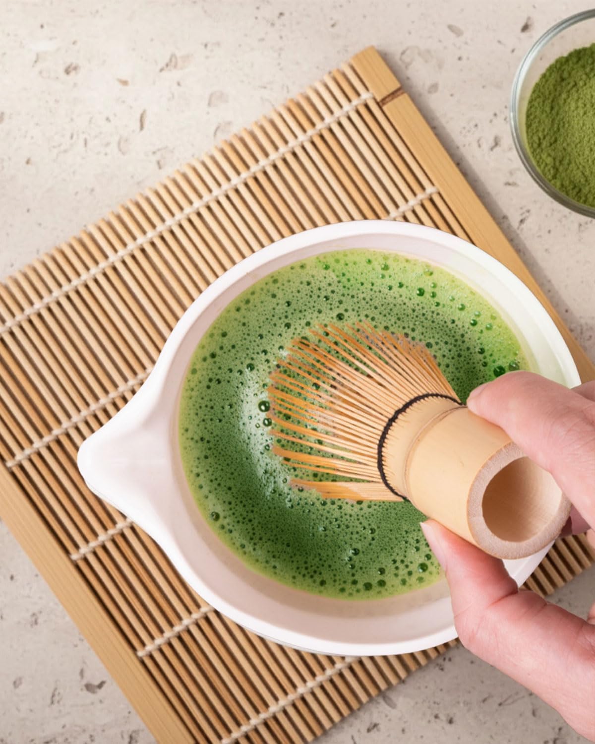 Matcha Whisk Set, Ceramic Matcha Set Includes Bowl with Spout, Whisk and Holder, Bamboo Scoop, Sifter and Tea Towel - 6 Pcs Matcha Kit Gift for Lovers Beginners (Pink)