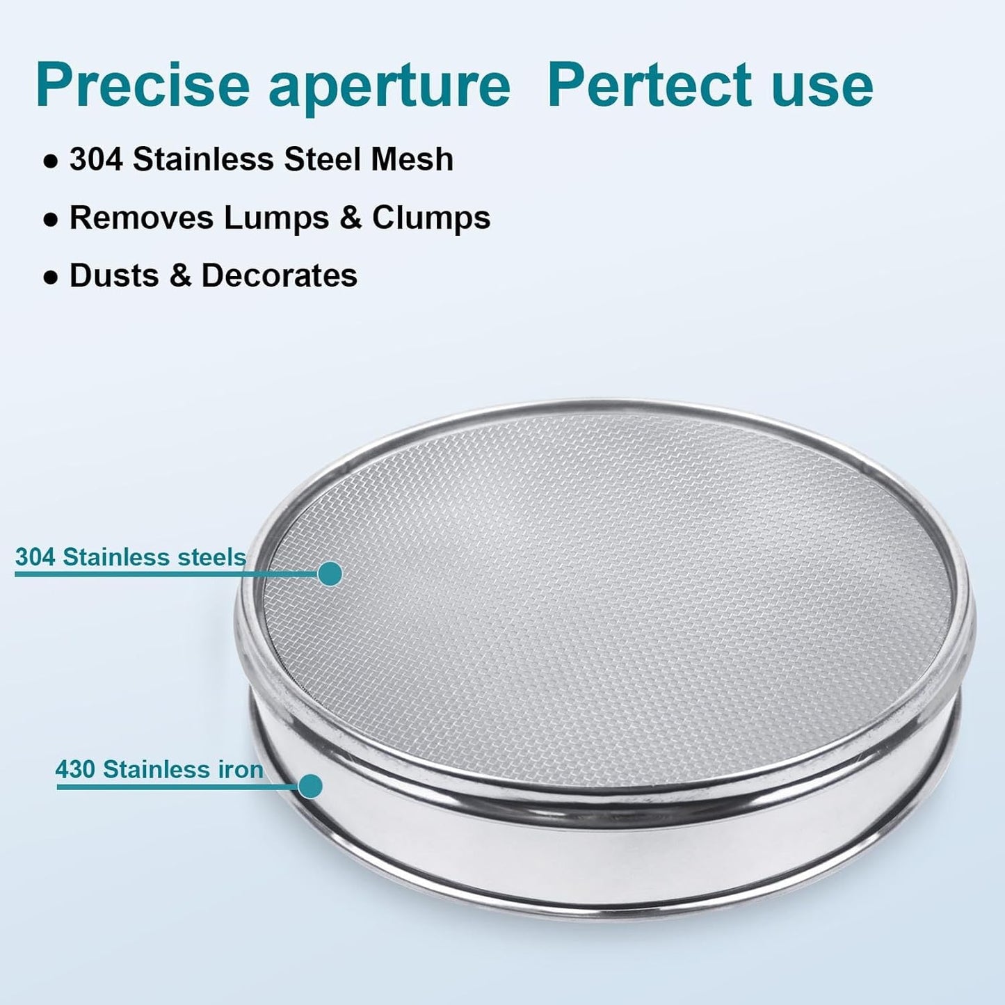 304 Stainless Steel Lab Sieve Screen Mesh, 100 Mesh (0.15mm) Aperture Test Sieve, 12Inch(30cm) Diameter Economy Standard Analysis Sample Test Sieves for Industrial Laboratory Homes - Colors A