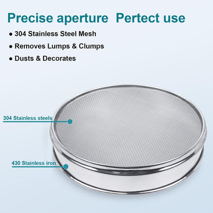304 Stainless Steel Lab Sieve Screen Mesh, 6 Mesh(3.5mm) Aperture Test Sieve, 12Inch(30cm) Diameter Economy Standard Analysis Sample Test Sieves for Industrial Laboratory Homes - Colors A