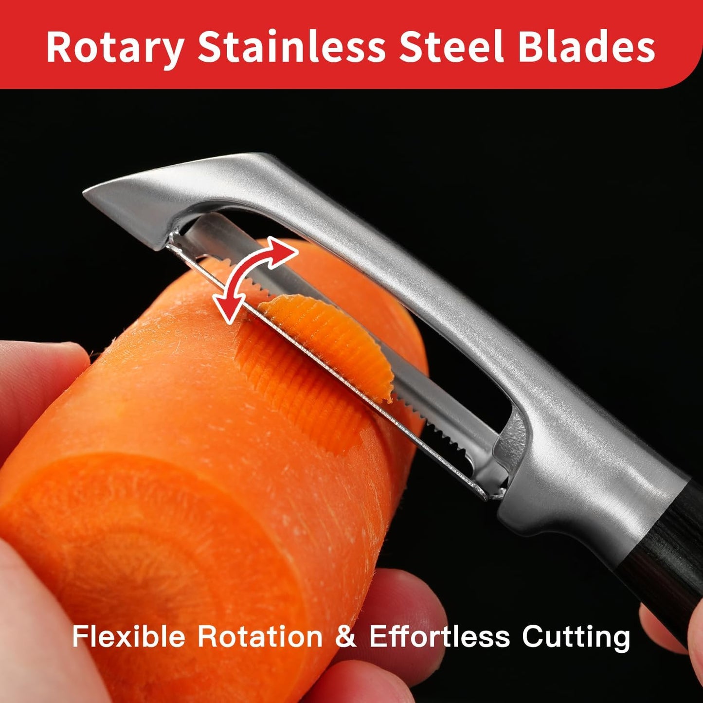 Serrated Blade Premium I Type 304 Stainless Steel Multifunctional Kitchen Peeler Real Wood Handle Ultra Sharp Blade Vegetable Potato Apple（Agarwood）