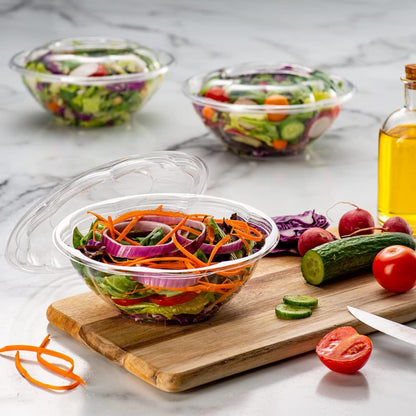 GUSTO [18 oz. - 50 Count Clear Plastic Salad Bowls with Lids, Disposable Salad Containers - Perfect for Takeout, Salads, and Meal Prep (Formerly Comfy Package)