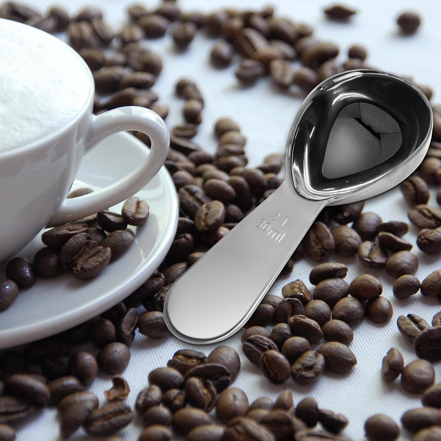 Coffee Scoops 2Tbs (30ml/ 1/8 Cup / 1 oz), Black 304 Stainless Steel Coffee 2 Tablespoon Scoop Short Handle Measuring Spoon, Set of 2