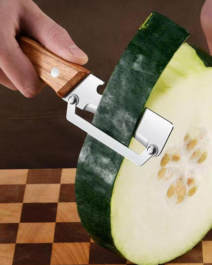 Multi-Functional Vegetable Peeler with Wooden Handle - Stainless Steel Blade Fruit Peeler & Bottle Opener Kitchen Gadget for Potato, Carrot, Pineapple (1 Pack)