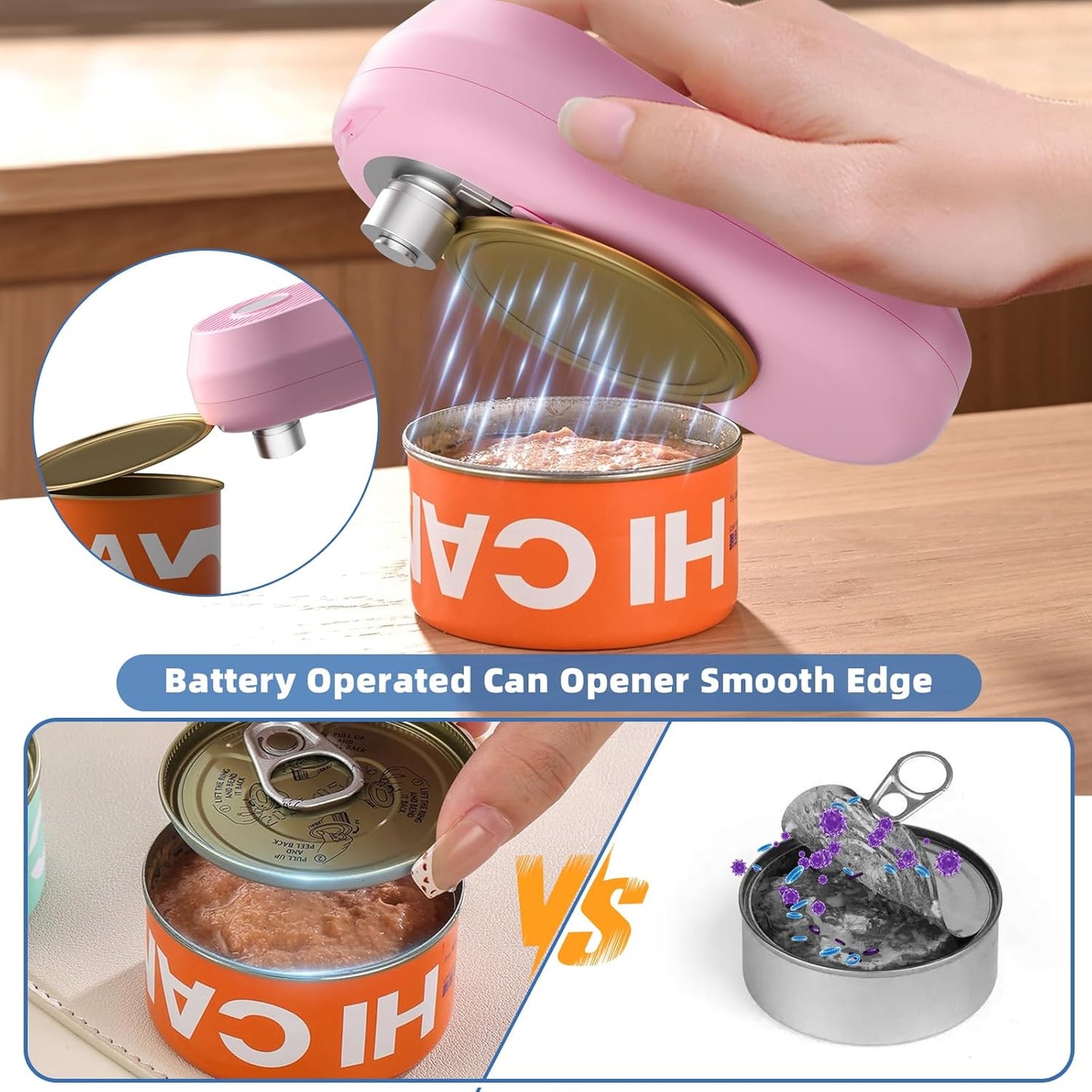 Electric Can Opener, Rechargeable Can Openers for Seniors & Arthritis, One-Touch Automatic Can Opener, Hands-Free, Smooth Edge, Compact, Kitchen Gadgets