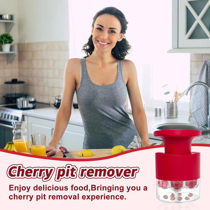 Cherry Pitter Multiple, Quick Release Multi Cherries Stoner Pitter 7-in-1, Push Button Cherr'y Core Pit'ter Tool with Splatter Protector, Pit Seed Remover for Making Jam Cherry Dishes