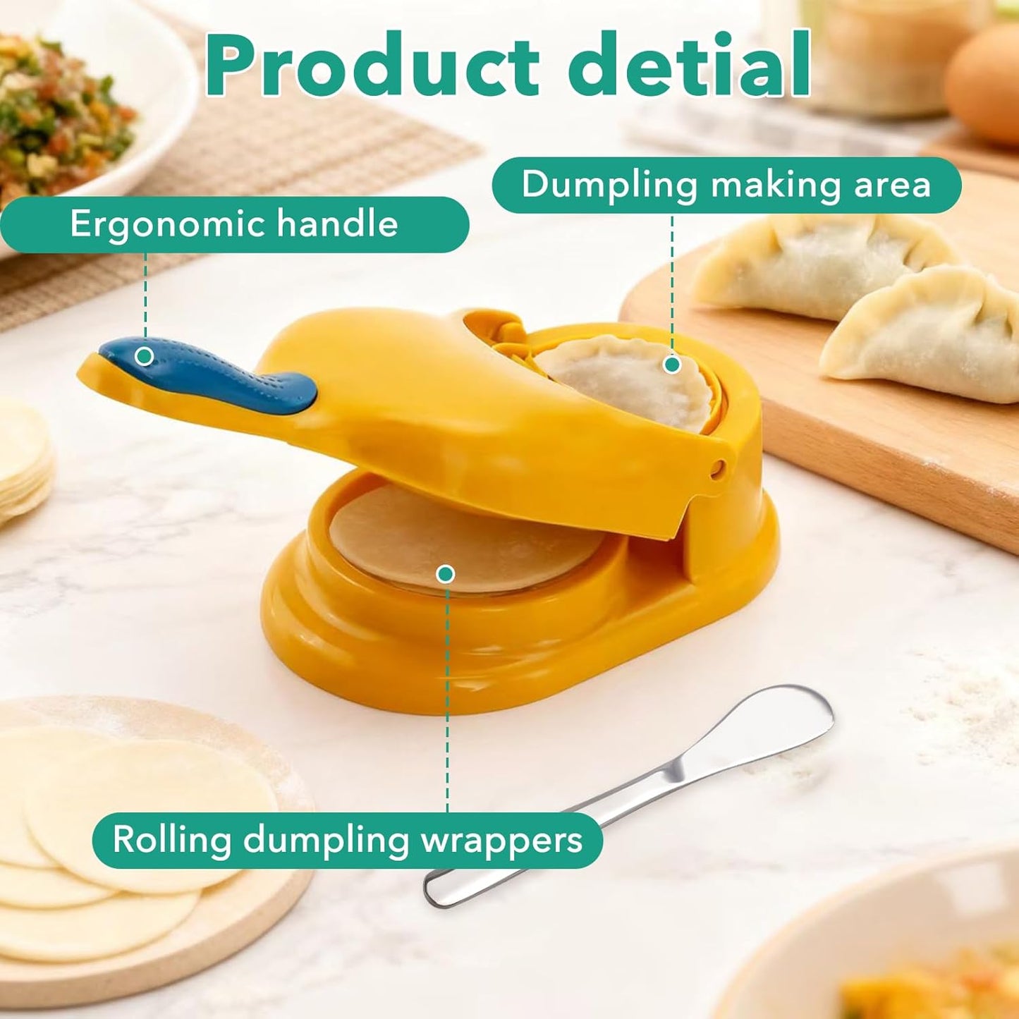2PCS 2 In 1 Dumpling Maker, Empanada Maker Press with 2 Spoon Pierogi Maker Kitchen Press Ravioli Mold Manual Pastry Dumpling Wrapper Machine for Chinese Food, Perogies, Pierogi, Hand Pie