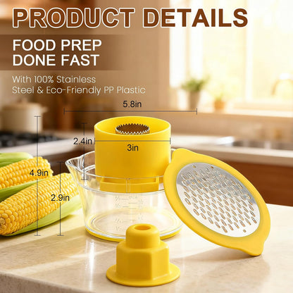 Corn Cob Stripper, 304 Stainless Steel Corn Kernel Remover with Bowl & Safety Handle – Easy Peeler for Corn on the Cob, Dishwasher Safe, Home Kitchen Gadgets