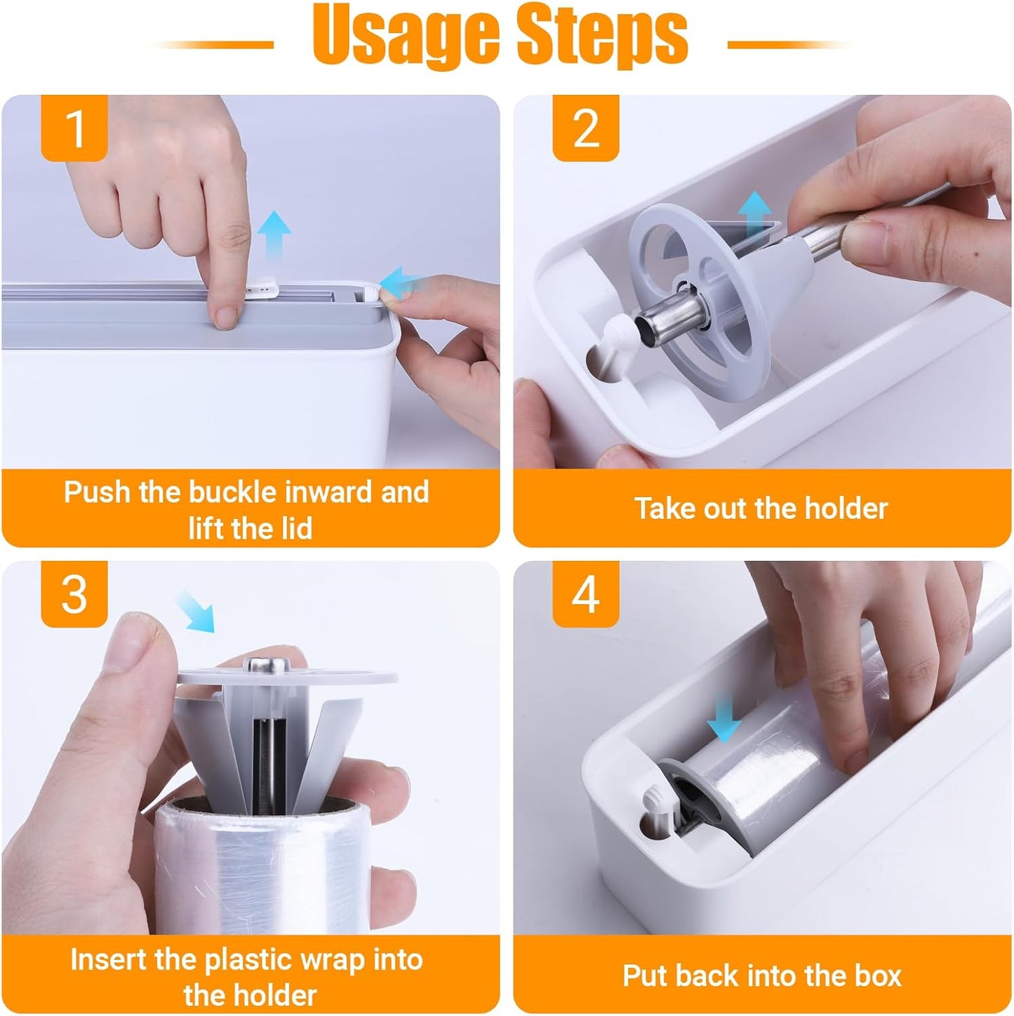 Magnetic Plastic Wrap and Foil Dispenser with Cutter, Upgrade Large Size Fits Max 12.8In x 984Ft Cling Film, Adhesive Wall Mounted Aluminum Foil and Wrap Organizer Holder for Kitchen