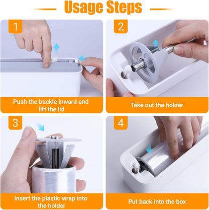 Magnetic Plastic Wrap and Foil Dispenser with Cutter, Upgrade Large Size Fits Max 12.8In x 984Ft Cling Film, Adhesive Wall Mounted Aluminum Foil and Wrap Organizer Holder for Kitchen