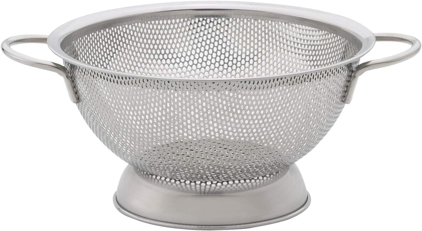 HIC Harold Import Co. Kitchen Perforated Colander with Handles, 18/8 Stainless Steel, 8.5 Inches
