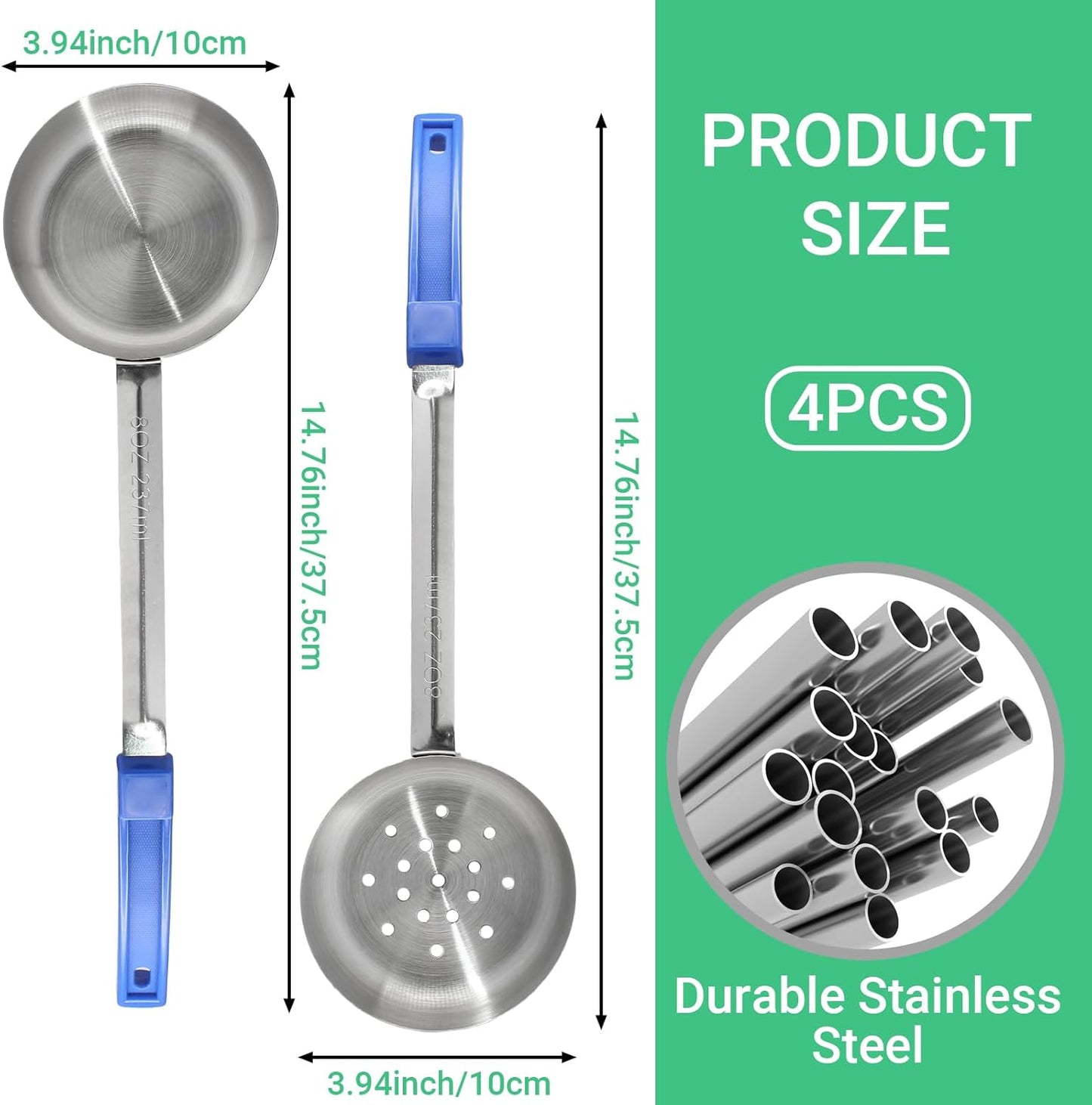 4PCS 3 oz Portion Control Serving Spoons,Measuring Ladle Scoops Food Utensils,Proportion Manage Slotted and Unslotted Scoops for Weight Loss/Kitchen(Creamy)