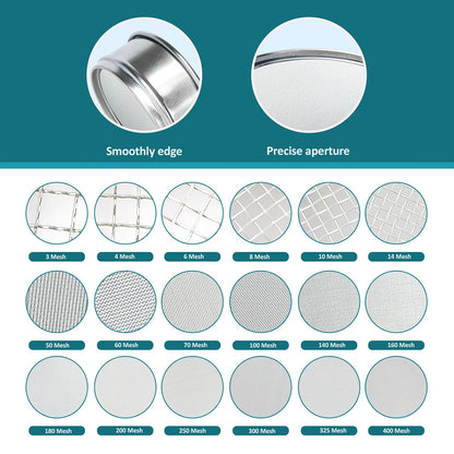 304 Stainless Steel Mesh Lab Sieve, 80 Mesh (0.2mm) Aperture Test Sieve, 4inch(10cm) Diameter Economy Standard Analysis Sample Test Sieves for Industrial Laboratory Homes - Colors B