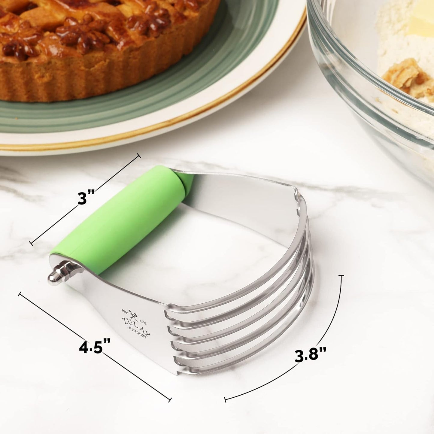 Zulay Kitchen Dough Blender - Stainless Steel Pastry Cutter, Heavy Duty Dough Cutter With Blades, Pastry Blender And Butter Cutter - Pastry Cutter For Baking (Blue)