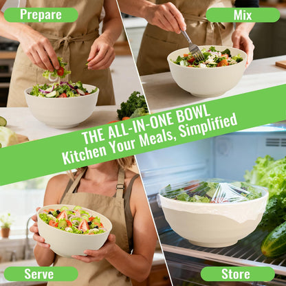Wheat Straw Bowls Set with Lids, Unbreakable 40 OZ Cereal Bowls Set of 4, Salad Container for Lunch, Microwave & Dishwasher Safe Bowl Set for Kitchen, Picnic, RV, Camping, Multi