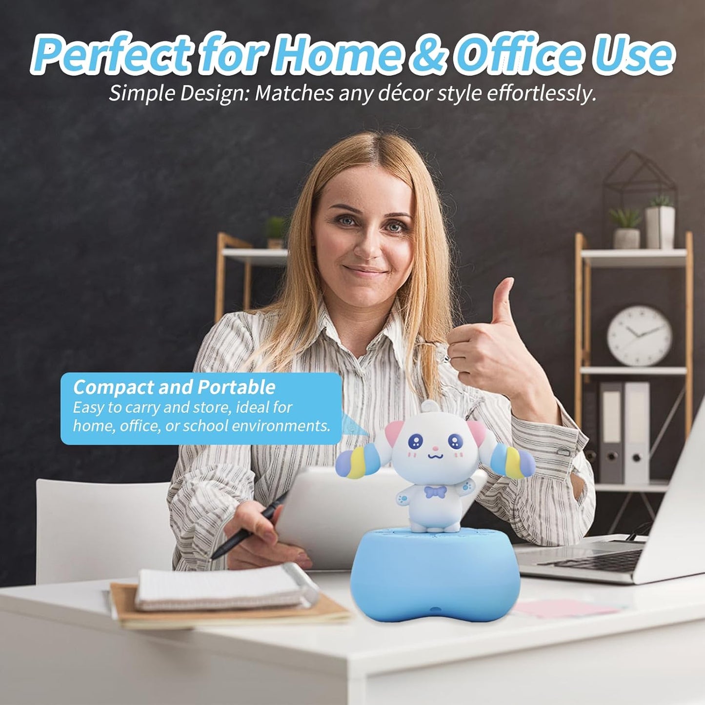 Quirky Creature Mechanical Kitchen Timer, Cute 60-Minute Manual Wind Up Countdown Clock, Unique Matte Blue Visual Timer for Kids, Creative Study Tool & Office Desk Gift (Blue)