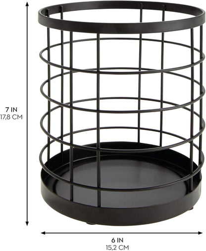 iDesign Kitchen Crock for Utensils - Steel Kitchen Crock Utensil Holder for Countertop - Matte Black