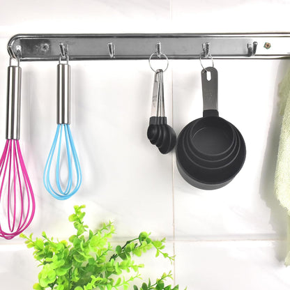 Measuring Cups and Spoons Set, 8-Piece Stackable Kitchen Measuring Set for Cooking and Baking, Durable Plastic Cups with Stainless Steel Handles, Easy-Grip, Nesting Design, Black