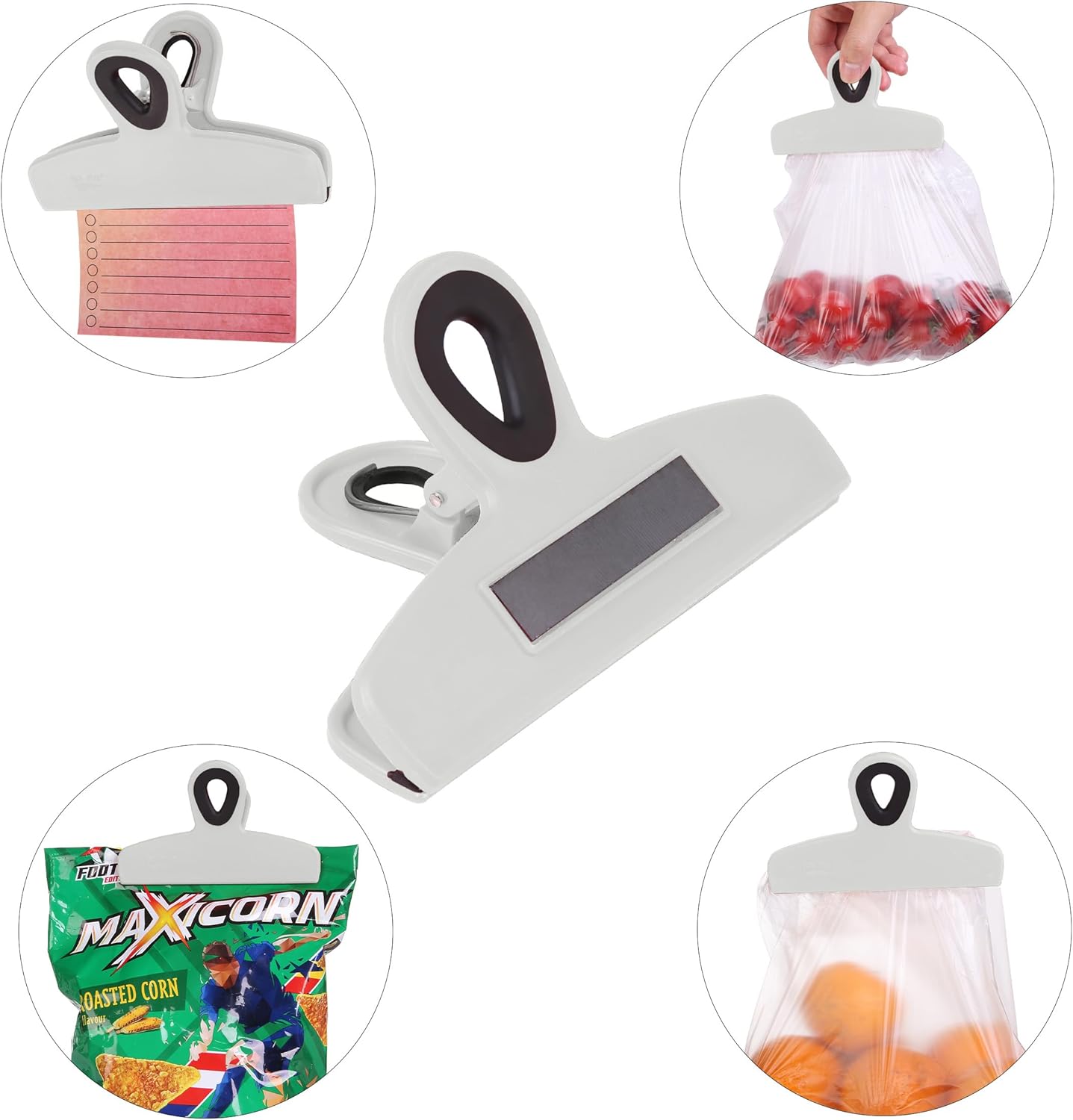 Mr. Pen- Magnetic Bag Clips, 4 Pack, 5" Wide, Heavy Duty Chip Clips for Food Storage, Durable Plastic with Strong Magnet, Non-Slip Grip for Fridge, Snacks, Kitchen, Office