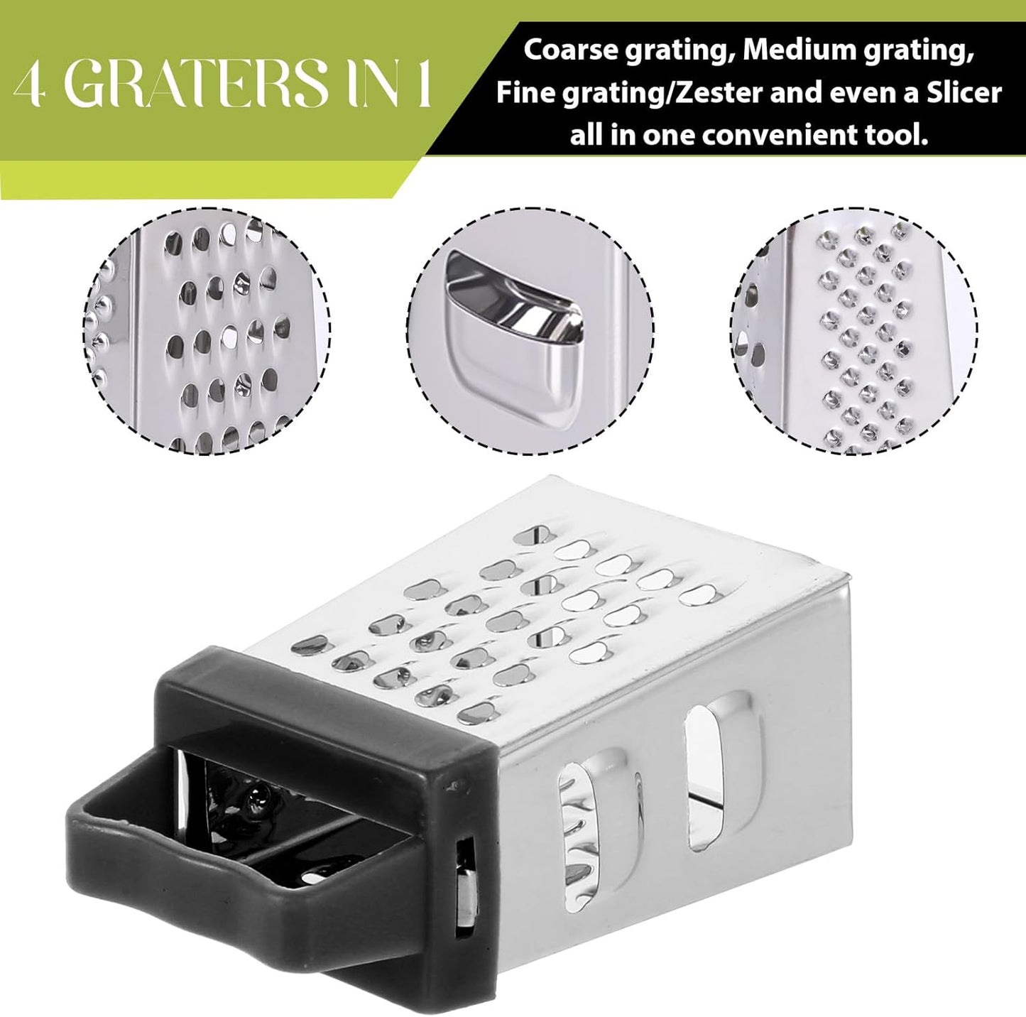 COMNICO Mini Cheese Grater, 3Pcs Stainless Steel Box Grater with Handle Professional Cheese Slicer Graters for Kitchen Slicer Cheese Ginger Vegetable (Blue/green/pink)