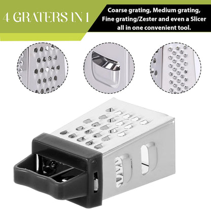 COMNICO Mini Cheese Grater, 3Pcs Stainless Steel Box Grater with Handle Professional Cheese Slicer Graters for Kitchen Slicer Cheese Ginger Vegetable (Blue/green/pink)