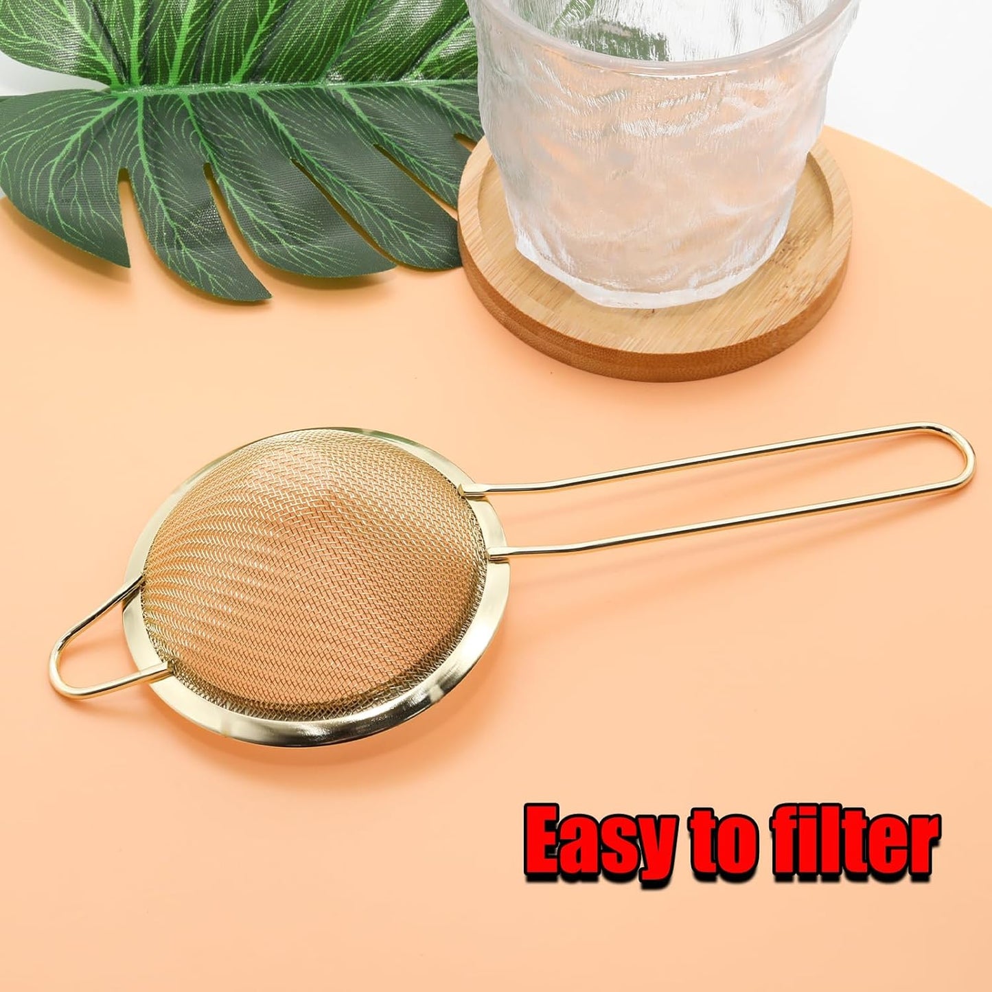 Black Fine Mesh Strainer - 304 Stainless Steel Handheld Sieve, Small Kitchen Filter for Baking, Tea & Cocktail Making(8.3inch)